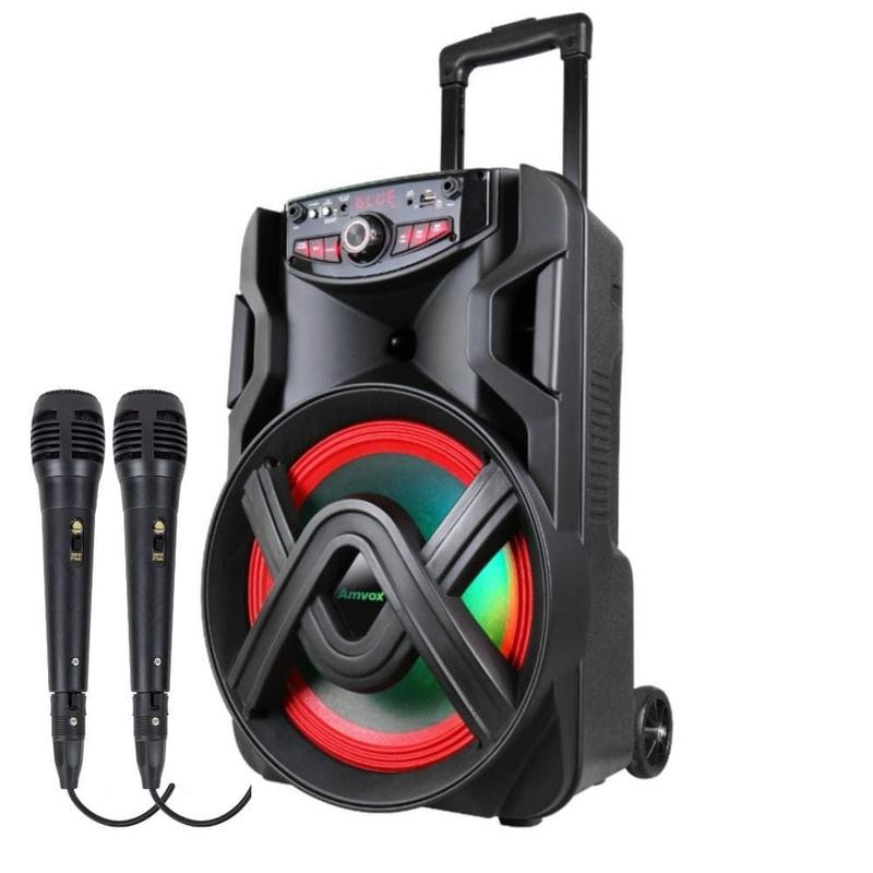 Caixa Som Bluetooth Amvox ACA 401 TSUNAMI 400w 02 Microfones